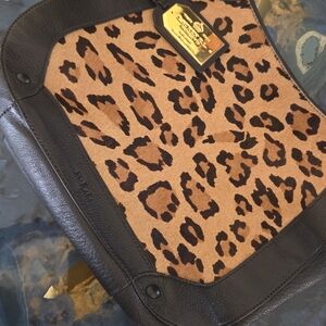 Ralph Lauren Gold Plate Leopard Print Tote
